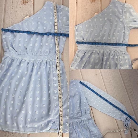 Women One Shoulder Long Sleeve Casual Summer Dresses 2024 Spring Swiss Dot M - Picture 13 of 17